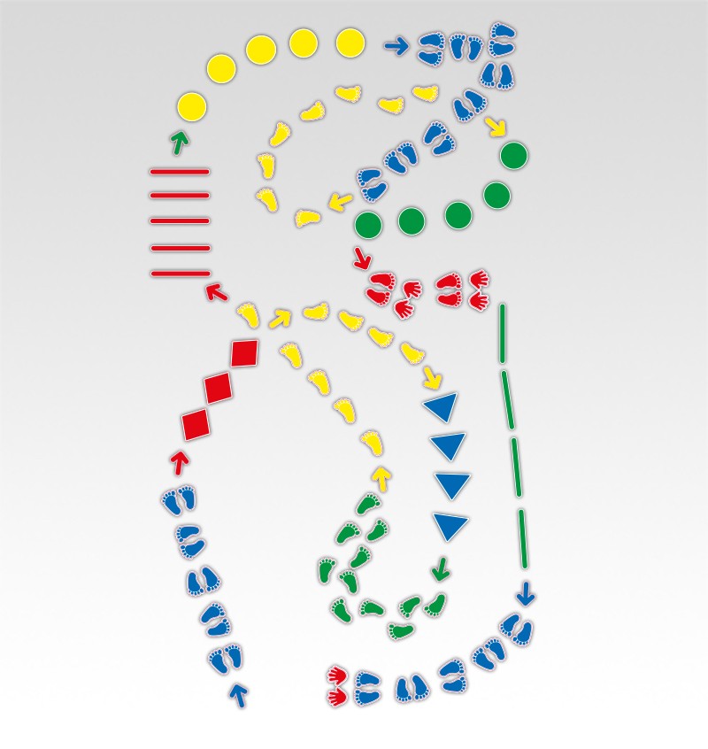 Handen en Voeten Parcours - Bewegend Leren met kleuren, vormen en getallen
